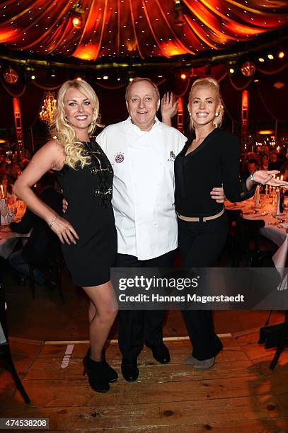 L-R9 Denise Cotte, Alfons Schuhbeck and Sarah Nowak attend 'Teatro Summer Night's Premiere In Munich' on May 23, 2015 in Munich, Germany.