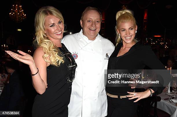 Denise Cotte, Alfons Schuhbeck and Sarah Nowak attend 'Teatro Summer Night's Premiere In Munich' on May 23, 2015 in Munich, Germany.