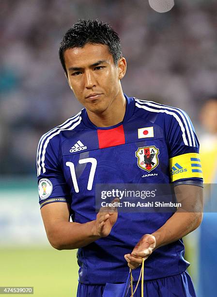Makoto Hasebe of Japan looks on prior to the 2014 FIFA World Cup Asian third round group C qualifying match between Uzbekistan and Japan at Pakhtakor...