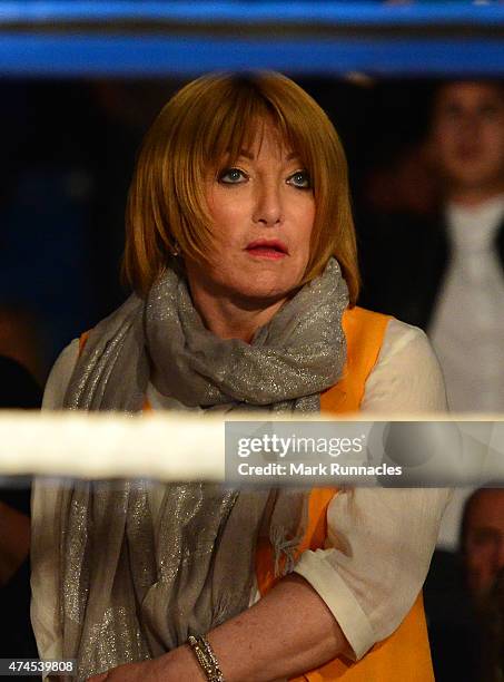 Fight promoter Kellie Maloney watches on as Gary Cornish of Scotland takes on Zoltan Csala of Hungary during the IBO intercontinental championship...