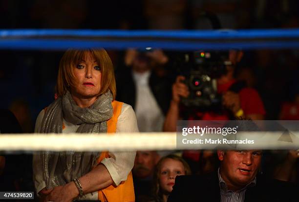 Fight promoter Kellie Maloney watches on as Gary Cornish of Scotland takes on Zoltan Csala of Hungary during the IBO intercontinental championship...