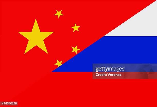 ilustrações, clipart, desenhos animados e ícones de chinês e bandeira russa - bandeira chinesa