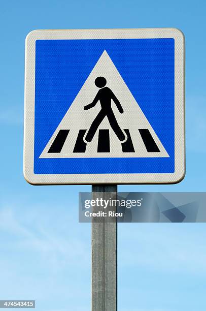 pedestrian sign - pedestrian crossing sign stock-fotos und bilder