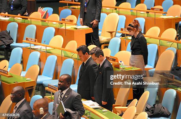 North Korean ambassador to the United Nations Sin Son-ho observes a minute of silence for late North Korean leader Kim Jong-Il during the general...