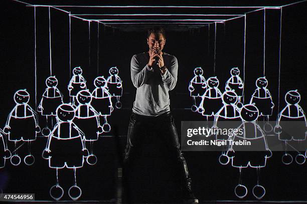 Mans Zelmerloew of Sweden performs after winning the Eurovision Song Contest 2015 on May 23, 2015 in Vienna, Austria. The final of the Eurovision...