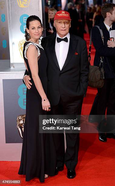 Birgit Lauda and Niki Lauda attend the EE British Academy Film Awards 2014 at The Royal Opera House on February 16, 2014 in London, England.