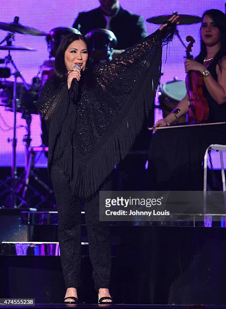 Ana Gabriel performs at the 2015 Billboard Latin Music Awards presented by State Farm on Telemundo at Bank United Center on April 30, 2015 in Miami,...