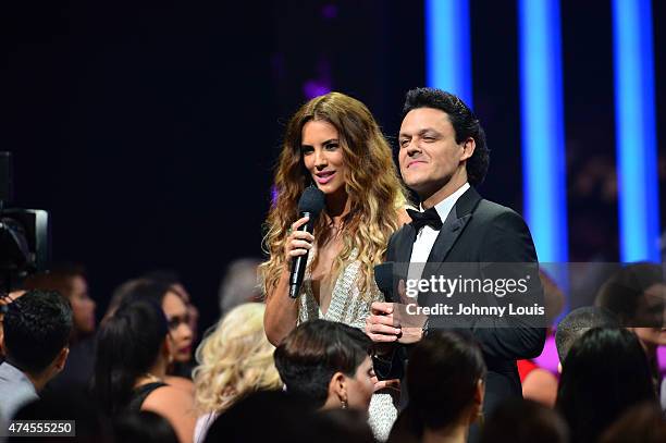 Gaby Espino and Pedro Fernandez onstage at the 2015 Billboard Latin Music Awards presented by State Farm on Telemundo at Bank United Center on April...