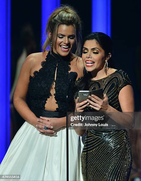 Isabella Castillo and Yarel Ramos onstage at the 2015 Billboard Latin Music Awards presented by State Farm on Telemundo at Bank United Center on...
