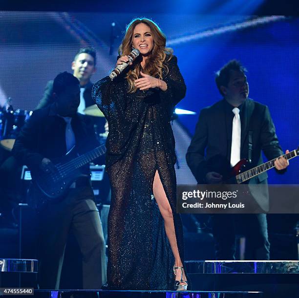 Lucero performs at the 2015 Billboard Latin Music Awards presented by State Farm on Telemundo at Bank United Center on April 30, 2015 in Miami,...