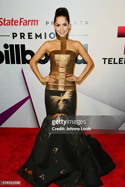 Carmen Villalobos backstage at 2015 Billboard Latin Music Awards presented by State Farm on Telemundo at Bank United Center on April 30, 2015 in...