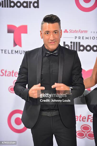 Randy Malcom Martinez of Gente de Zona backstage at 2015 Billboard Latin Music Awards presented by State Farm on Telemundo at Bank United Center on...