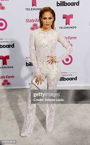 Jennifer Lopez backstage at 2015 Billboard Latin Music Awards presented by State Farm on Telemundo at Bank United Center on April 30, 2015 in Miami,...