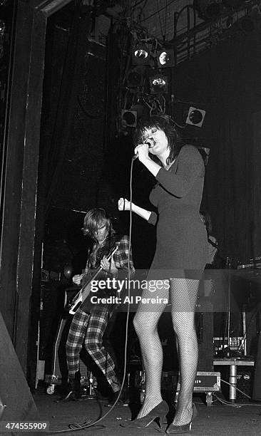 Chrissy Amphlett and Mark McEntee of The Divinyls perform at Ritz on July 22, 1988 in New York City.