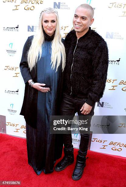 Singer Ashlee Simpson and husband actor Evan Ross arrive at the Los Angeles Special Screening of 'Just Before I Go' at ArcLight Hollywood on April...