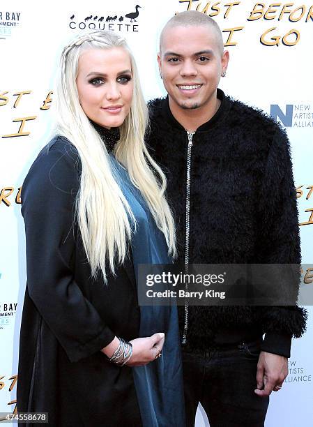 Singer Ashlee Simpson and husband actor Evan Ross arrive at the Los Angeles Special Screening of 'Just Before I Go' at ArcLight Hollywood on April...