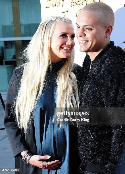 Singer Ashlee Simpson and husband actor Evan Ross arrive at the Los Angeles Special Screening of 'Just Before I Go' at ArcLight Hollywood on April...