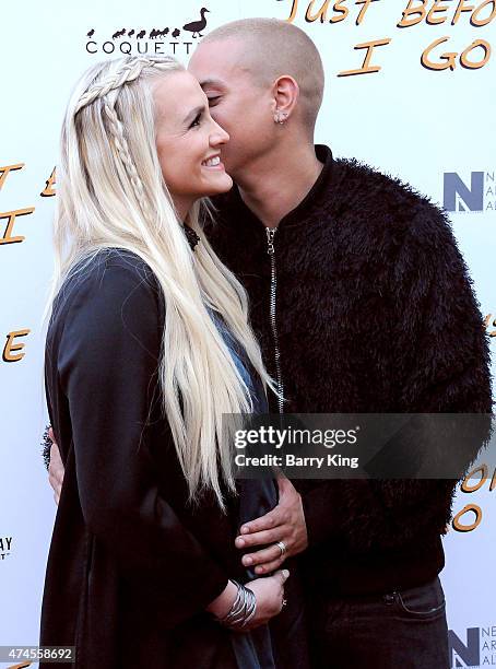 Singer Ashlee Simpson and husband actor Evan Ross arrive at the Los Angeles Special Screening of 'Just Before I Go' at ArcLight Hollywood on April...