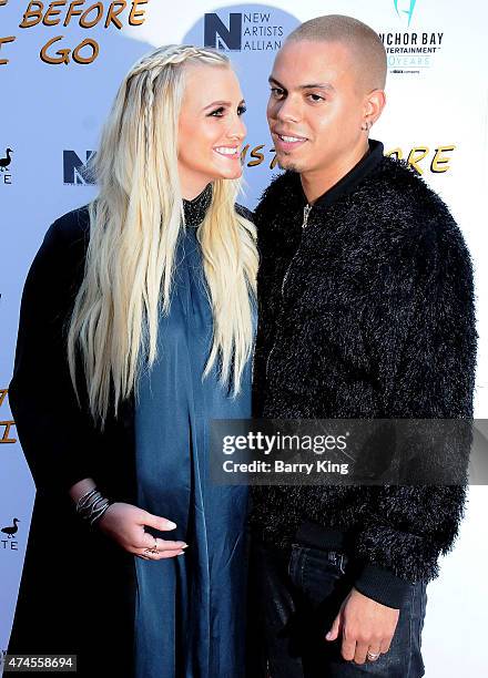 Singer Ashlee Simpson and husband actor Evan Ross arrive at the Los Angeles Special Screening of 'Just Before I Go' at ArcLight Hollywood on April...