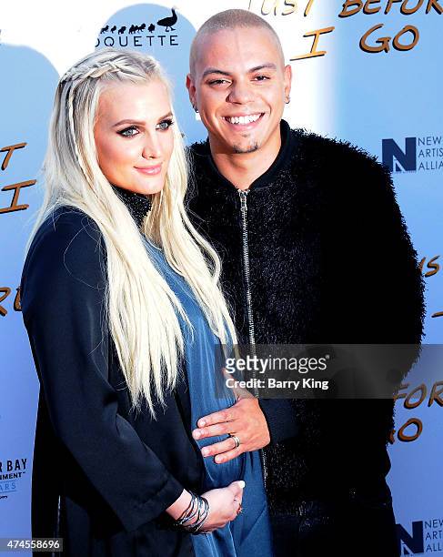 Singer Ashlee Simpson and husband actor Evan Ross arrive at the Los Angeles Special Screening of 'Just Before I Go' at ArcLight Hollywood on April...