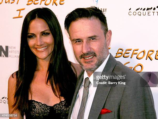 Journalist Christina McLarty and husband actor David Arquette arrive at the Los Angeles Special Screening of 'Just Before I Go' at ArcLight Hollywood...
