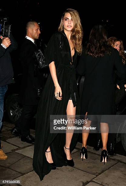 Cara Delevingne is seen arriving at ELLE Style Awards 2014 during London Fashion Week on February 18, 2014 in London, England.
