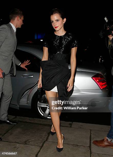 Emma Watson is seen arriving at ELLE Style Awards 2014 during London Fashion Week on February 18, 2014 in London, England.