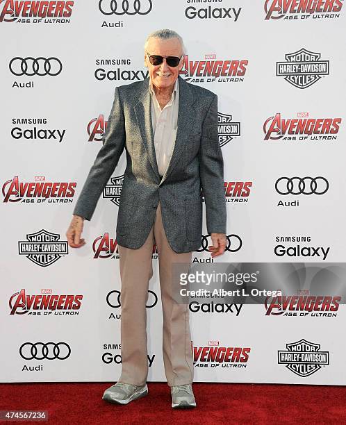 Comic book Icon Stan Lee arrives for the Premiere Of Marvel's "Avengers Age Of Ultron" held at Dolby Theatre on April 13, 2015 in Hollywood,...