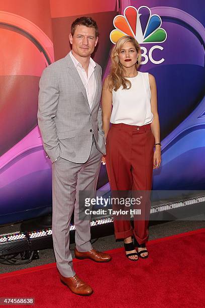 Actors Philip Winchester and Charity Wakefield attend the 2015 NBC Upfront presentation red carpet event at Radio City Music Hall on May 11, 2015 in...
