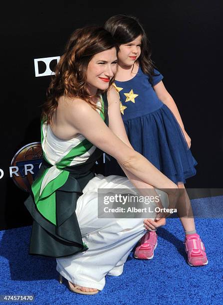 Actress Kathryn Hahn and daughter Mae Sandler arrive for the Premiere Of Disney's "Tomorrowland" held at AMC Downtown Disney 12 Theater on May 9,...