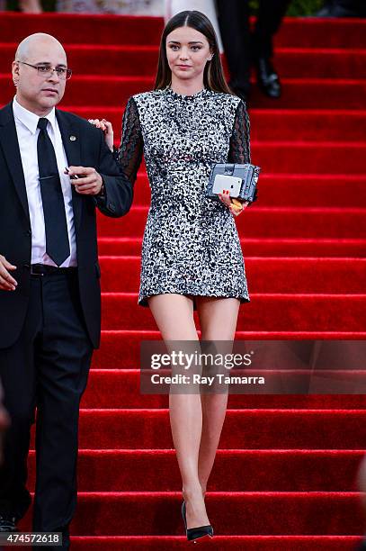 Model Miranda Kerr leaves the Metropolitan Museum of Art on May 4, 2015 in New York City.