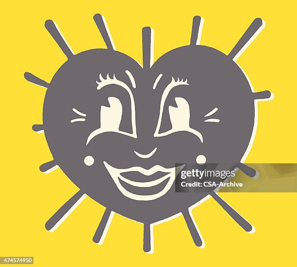 happy heart - looking sideways stock illustrations