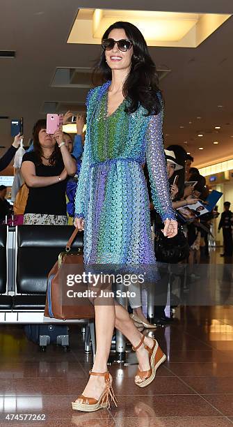 Amal Clooney is seen upon arrival at Haneda Airport on May 24, 2015 in Tokyo, Japan.