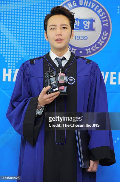 Jang Keun-Suk poses for photographs during the Hanyang university graduation on February 21, 2014 in Seoul, South Korea.