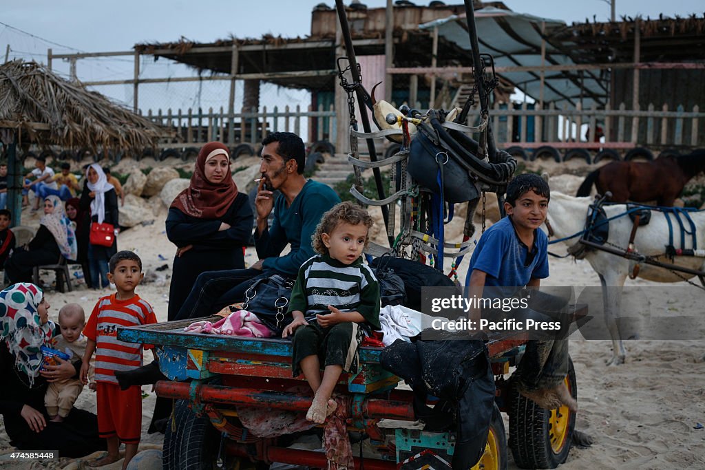 Palestinians  on the beach  at the north of the Gaza strip...