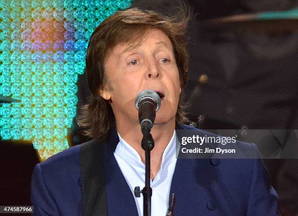 Sir Paul McCartney performs live on stage at The O2 Arena on May 23, 2015 in London, England.