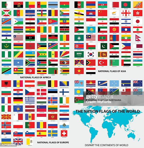 stockillustraties, clipart, cartoons en iconen met national flags of the world - globe vector