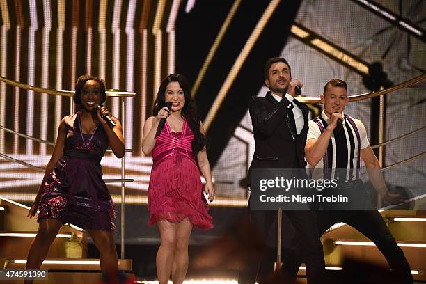 Electro Velvet of United Kingdom performs on stage during the final of the Eurovision Song Contest 2015 on May 23, 2015 in Vienna, Austria. The final...