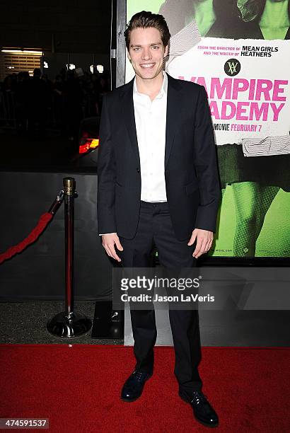 Actor Dominic Sherwood attends the premiere of "Vampire Academy" at Regal Cinemas L.A. Live on February 4, 2014 in Los Angeles, California.