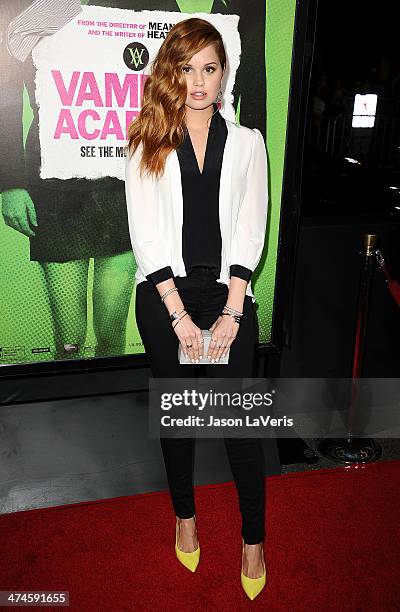 Actress Debby Ryan attends the premiere of "Vampire Academy" at Regal Cinemas L.A. Live on February 4, 2014 in Los Angeles, California.