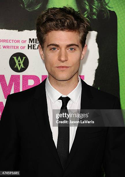 Actor Ashley Charles attends the premiere of "Vampire Academy" at Regal Cinemas L.A. Live on February 4, 2014 in Los Angeles, California.