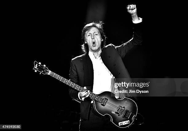 Sir Paul McCartney performs live on stage at The O2 Arena on May 23, 2015 in London, England.