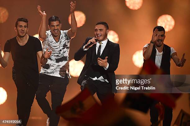 Nadav Guedj of Israel performs on stage during the final of the Eurovision Song Contest 2015 on May 23, 2015 in Vienna, Austria. The final of the...