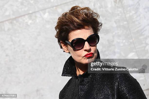 Antonia Dell'Atte attends the Giorgio Armani show during the Milan Fashion Week Womenswear Autumn/Winter 2014 on February 24, 2014 in Milan, Italy