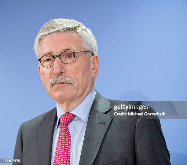 Controversial German economist and former board member of the German Deutsche Bundesbank Thilo Sarrazin attends the presentation of his new book 'The...