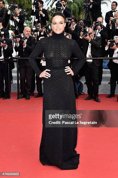 Actress Michelle Rodriguez attends the closing ceremony and "Le Glace Et Le Ciel" Premiere during the 68th annual Cannes Film Festival on May 24,...