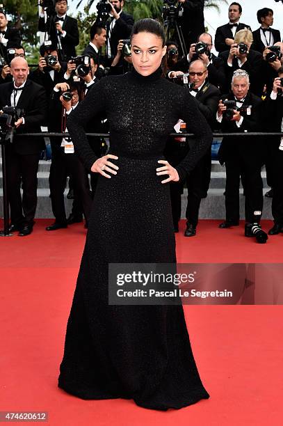 Actress Michelle Rodriguez attends the closing ceremony and "Le Glace Et Le Ciel" Premiere during the 68th annual Cannes Film Festival on May 24,...