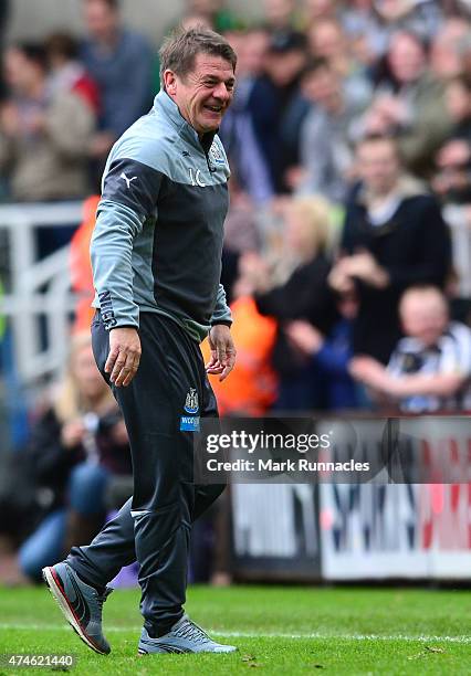 Newcastle United manager John Carver celebrates after Jonas Gutierrez scores Newcastle United second goal during the Barclays Premier League match...