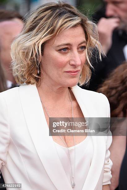 Valeria Bruni Tedeschi attends the closing ceremony and Premiere of "La Glace Et Le Ciel" during the 68th annual Cannes Film Festival on May 24, 2015...