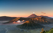 Sunrise at the Bromo volcano mountain in Indonesia